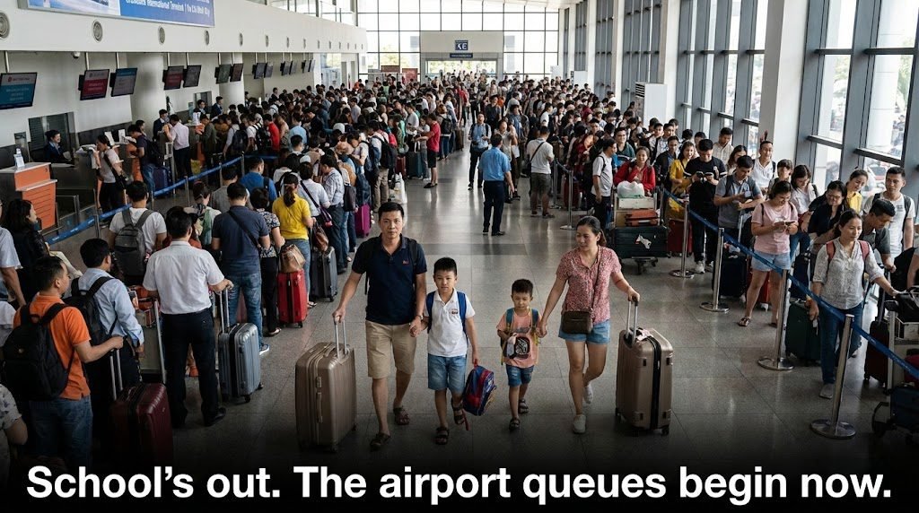 Tan Son Nhat Airport crowded queues