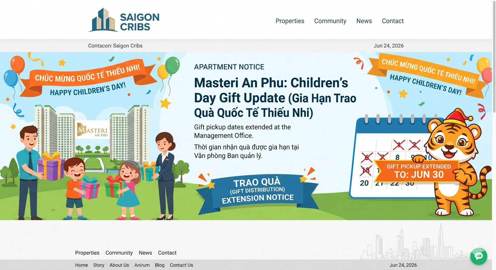 Masteri An Phu: Children’s Day Gift Update (Gia Hạn Trao Quà Quốc Tế Thiếu Nhi)